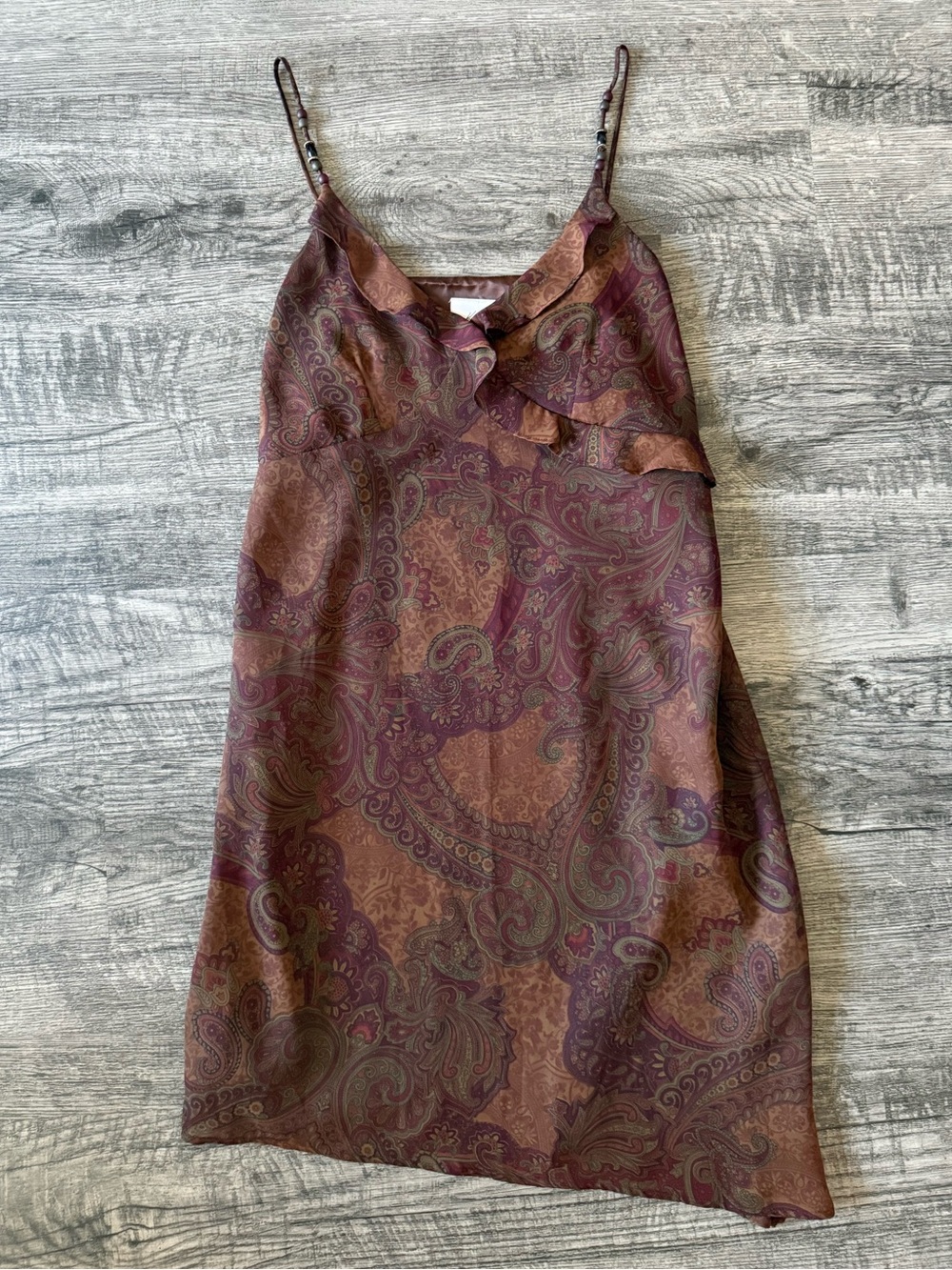 Brown Paisley Slip Dress Kathie Lee | Size L